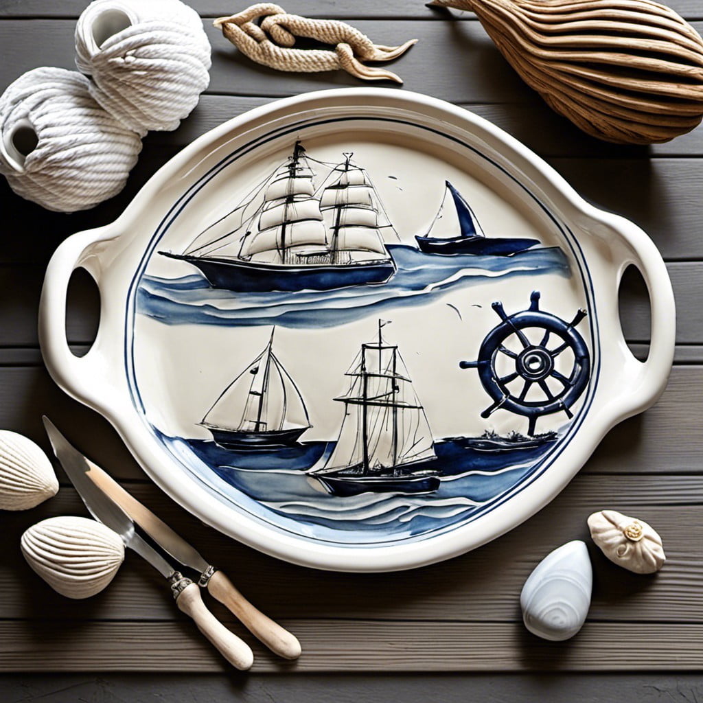 nautical themed ceramic tray for coastal decor
