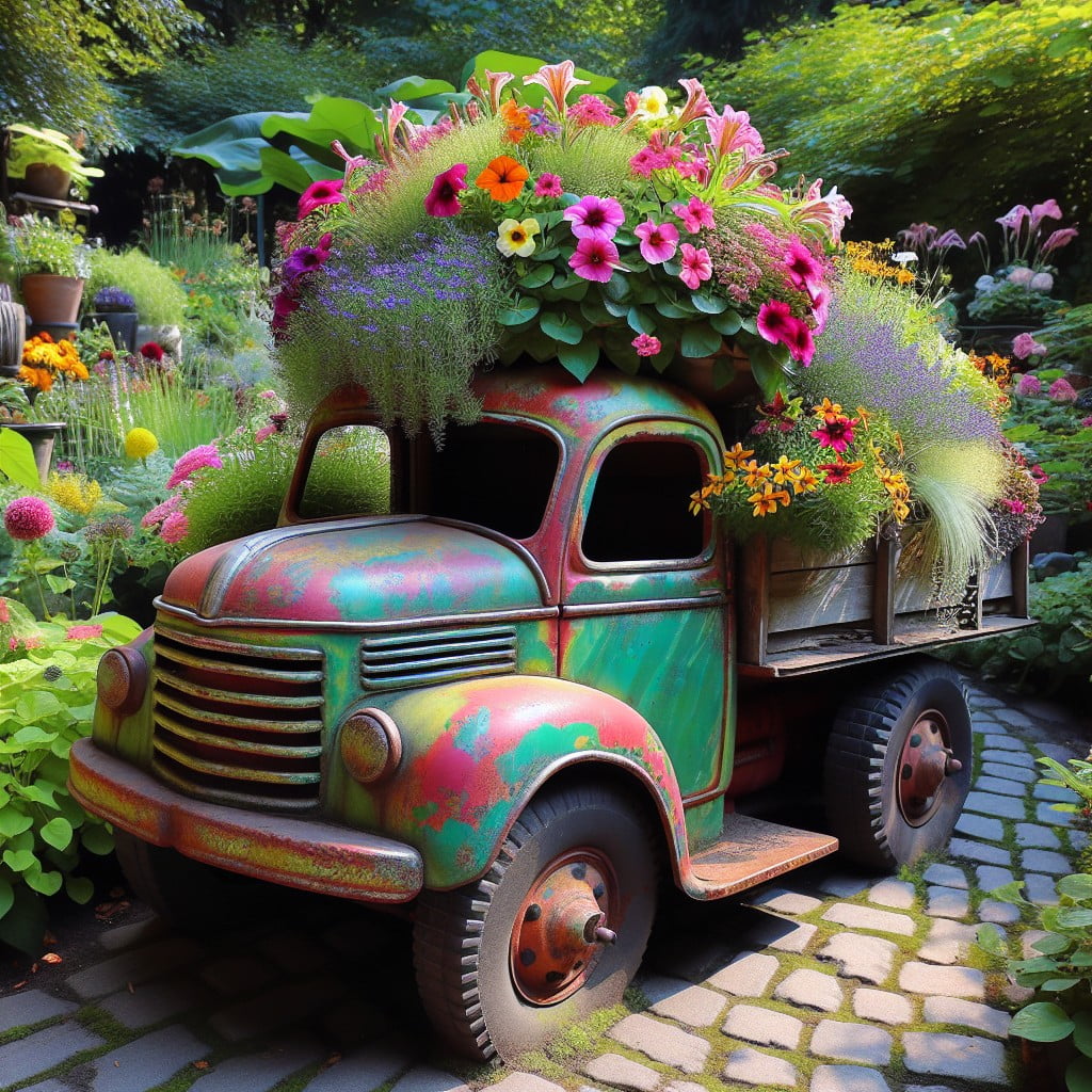 old toy truck planter