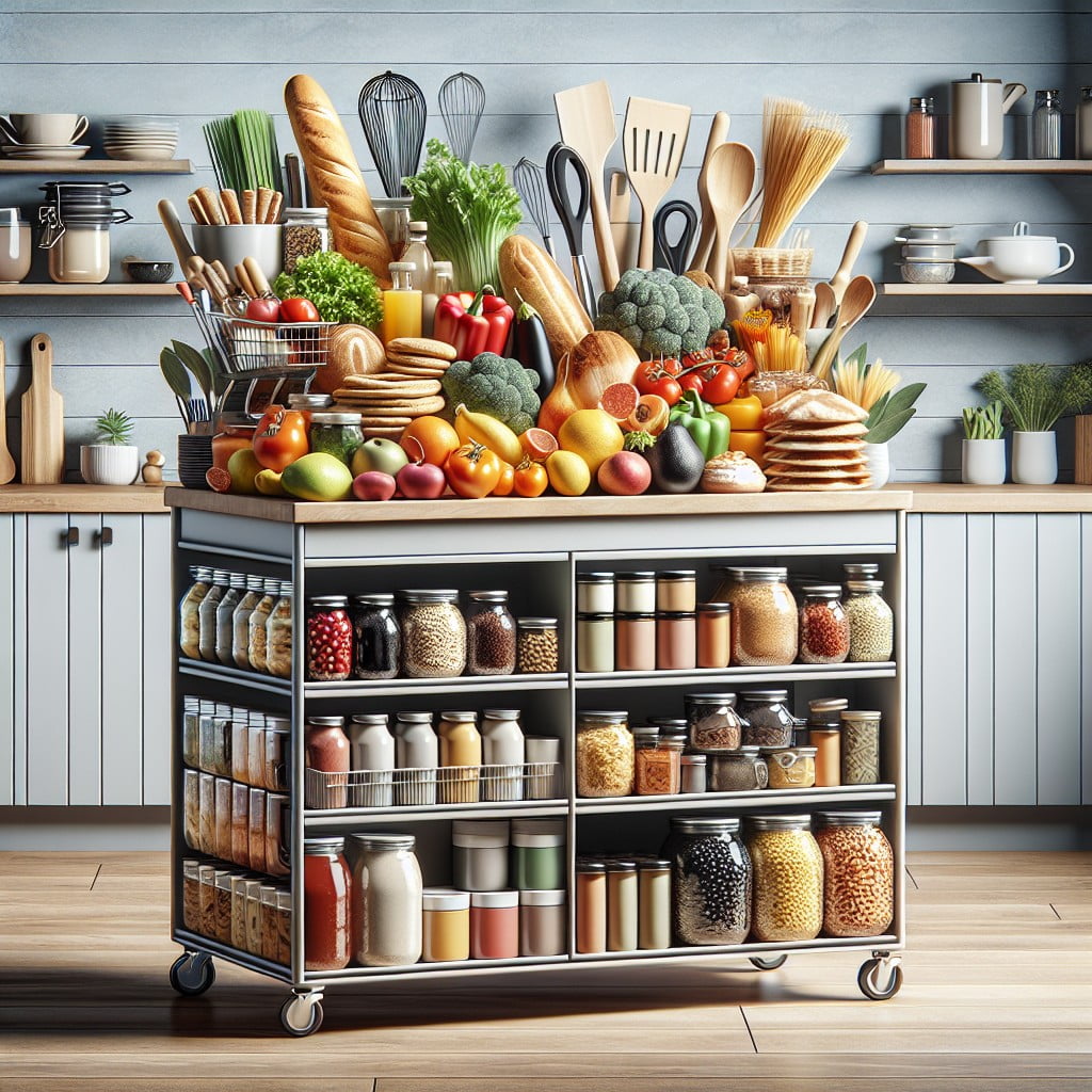 opt for a portable kitchen island for extra storage