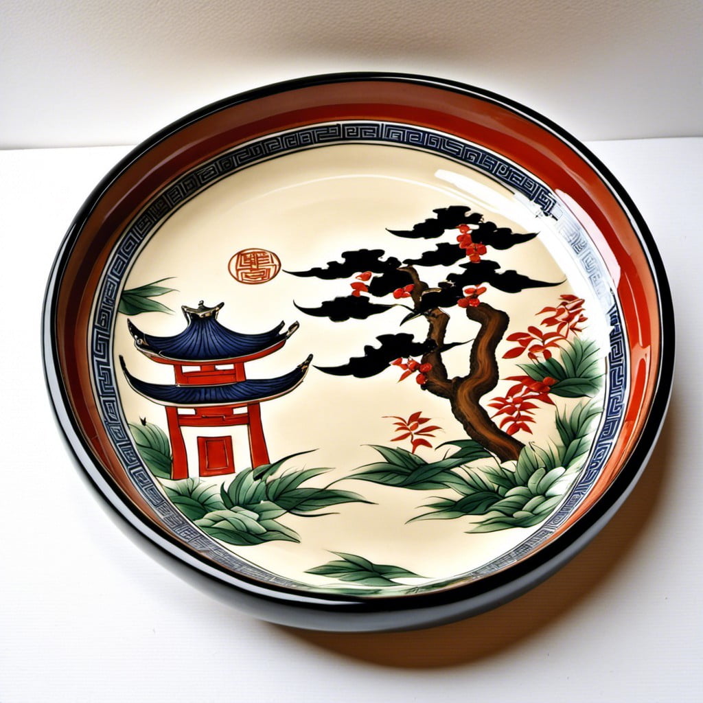 oriental design ceramic tray for asian themed decor