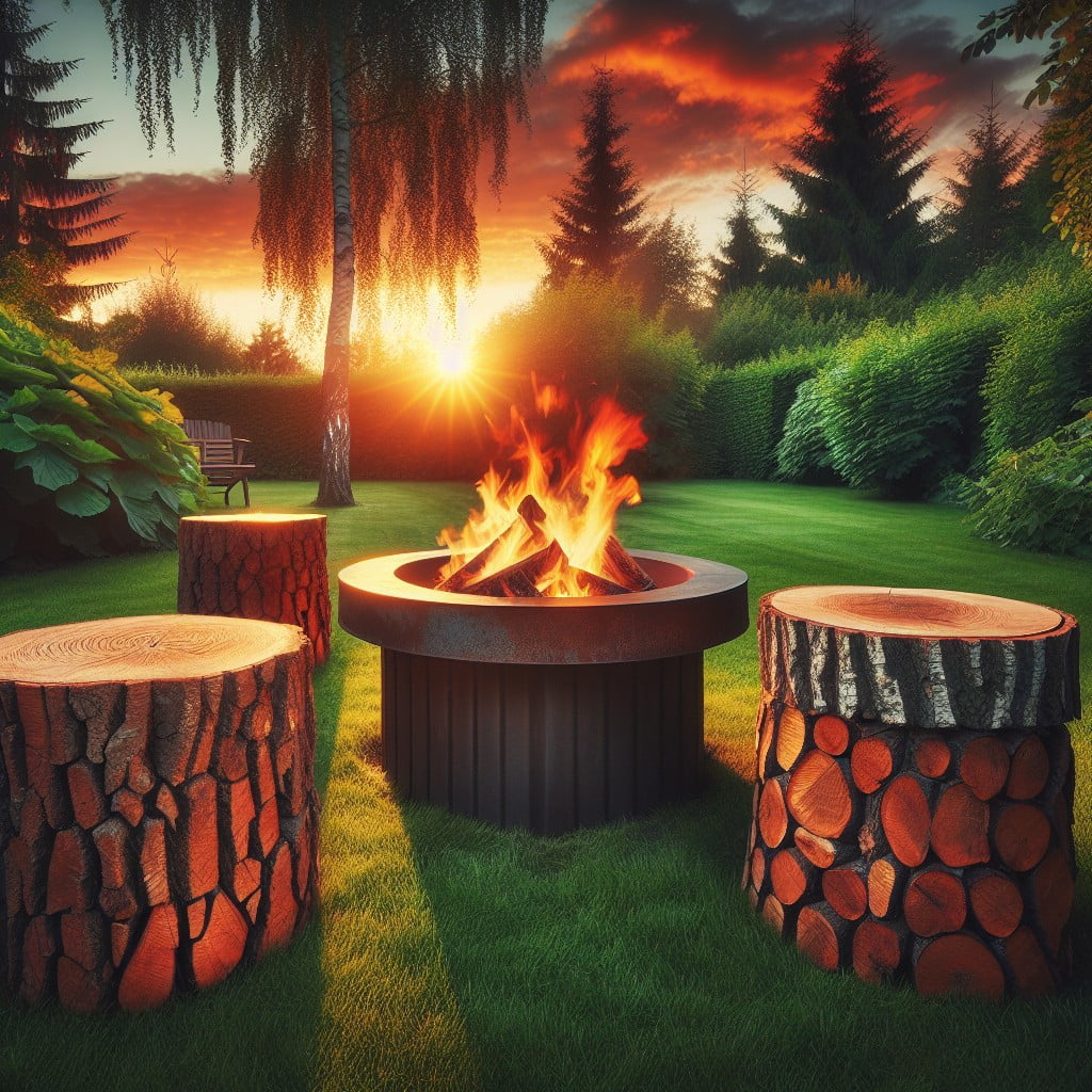 outdoor tree stump stools