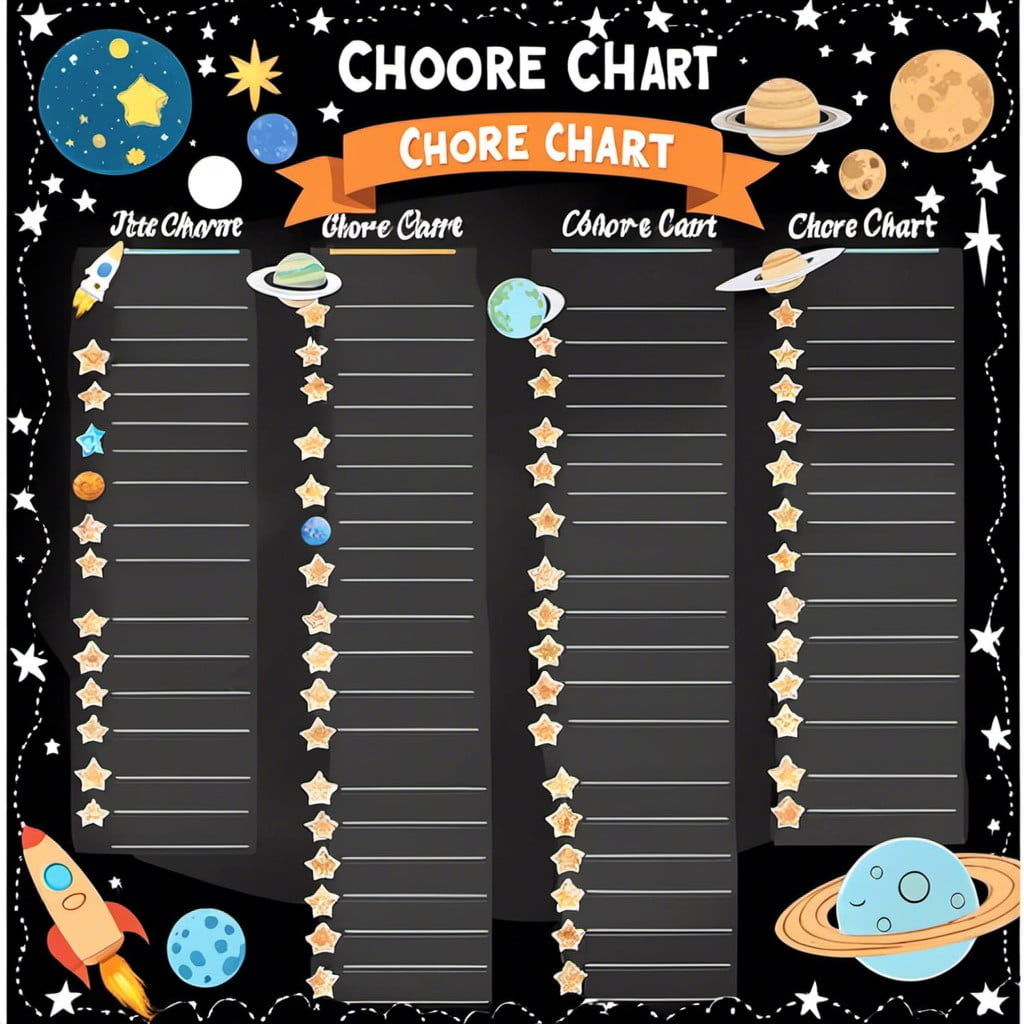 outer space chalkboard chore chart