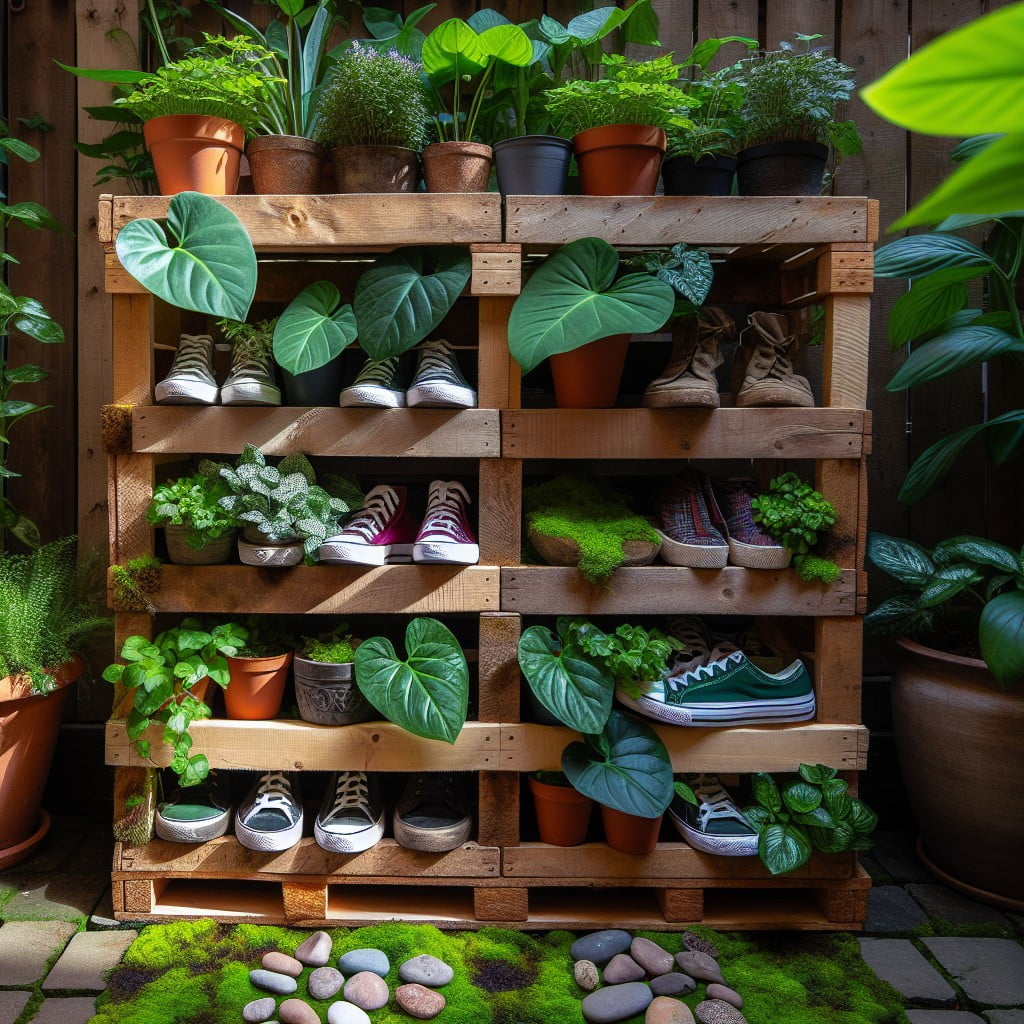 pallet shoe rack turned green corner