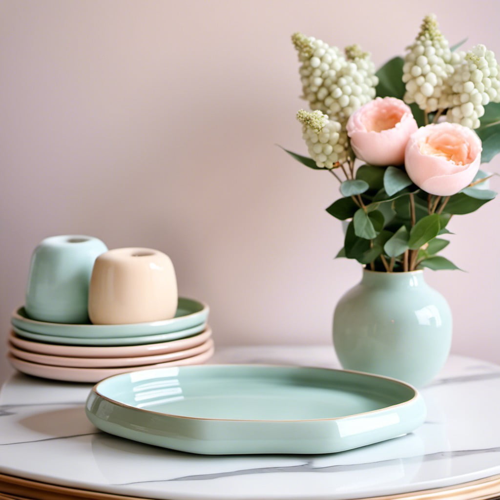 pastel colored ceramic tray for soft feminine decor