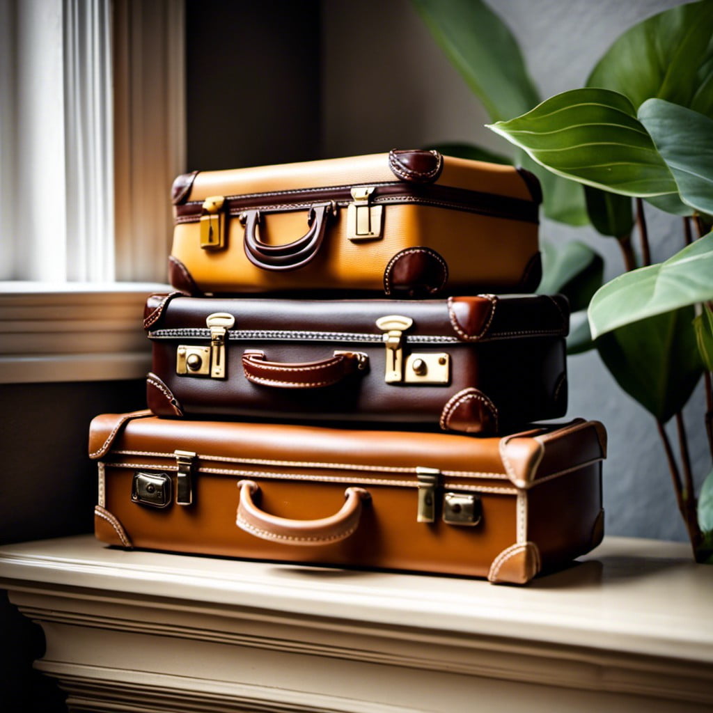 place a miniature set of vintage suitcases