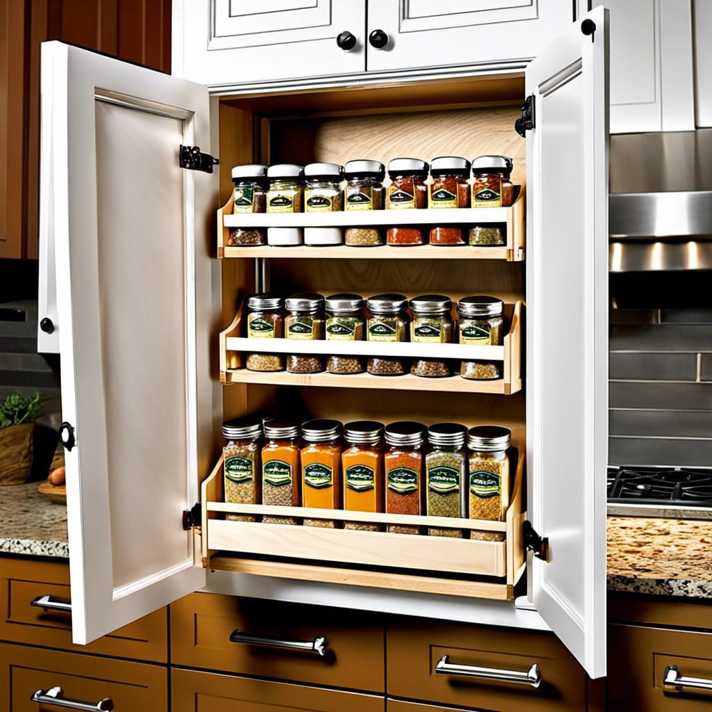 pull down door spice rack