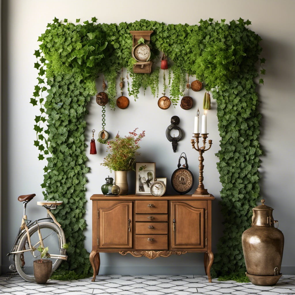 quirky accessories to dress up an ivy wall