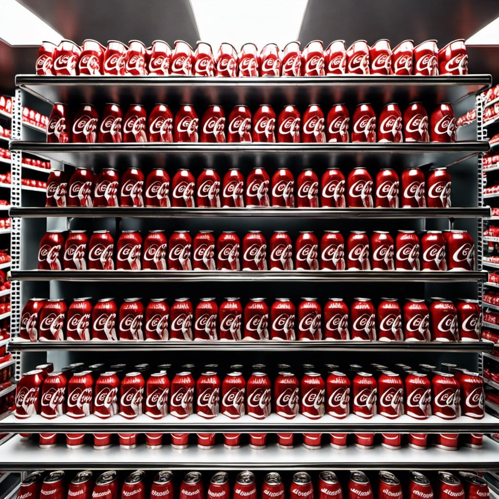rack on rack stacking coca cola can display