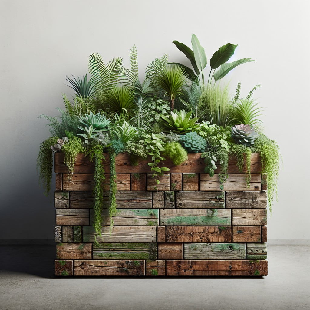 reclaimed wood stacked planter