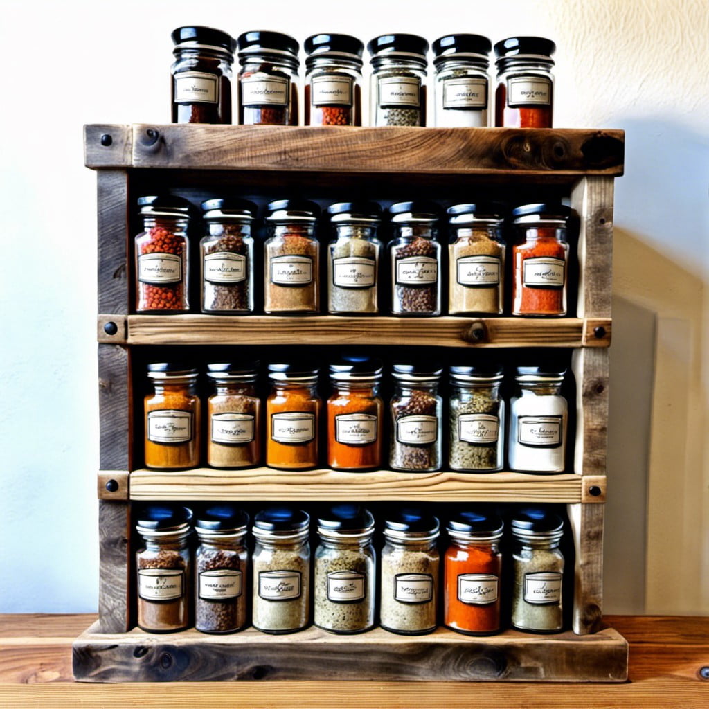 reclaimed wood stand alone spice rack