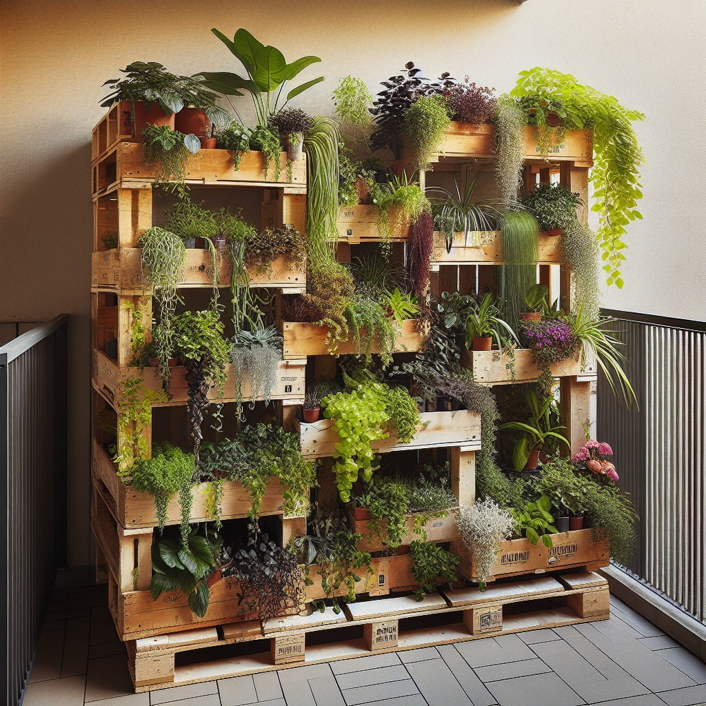 reclaimed wooden pallet balcony planter