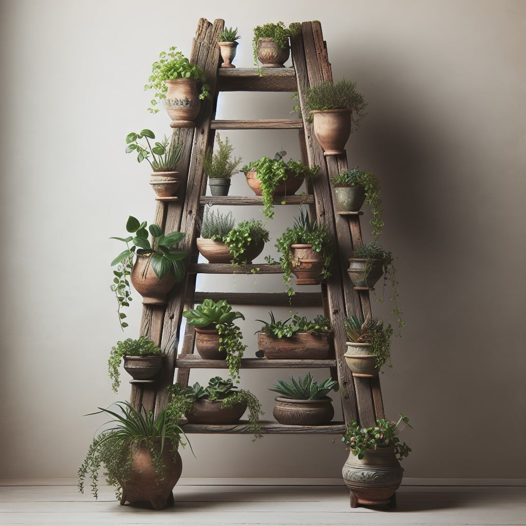repurpose an old ladder into vertical garden