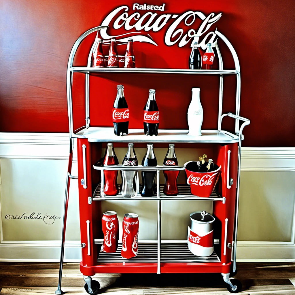 repurposed coca cola bakers rack bar cart