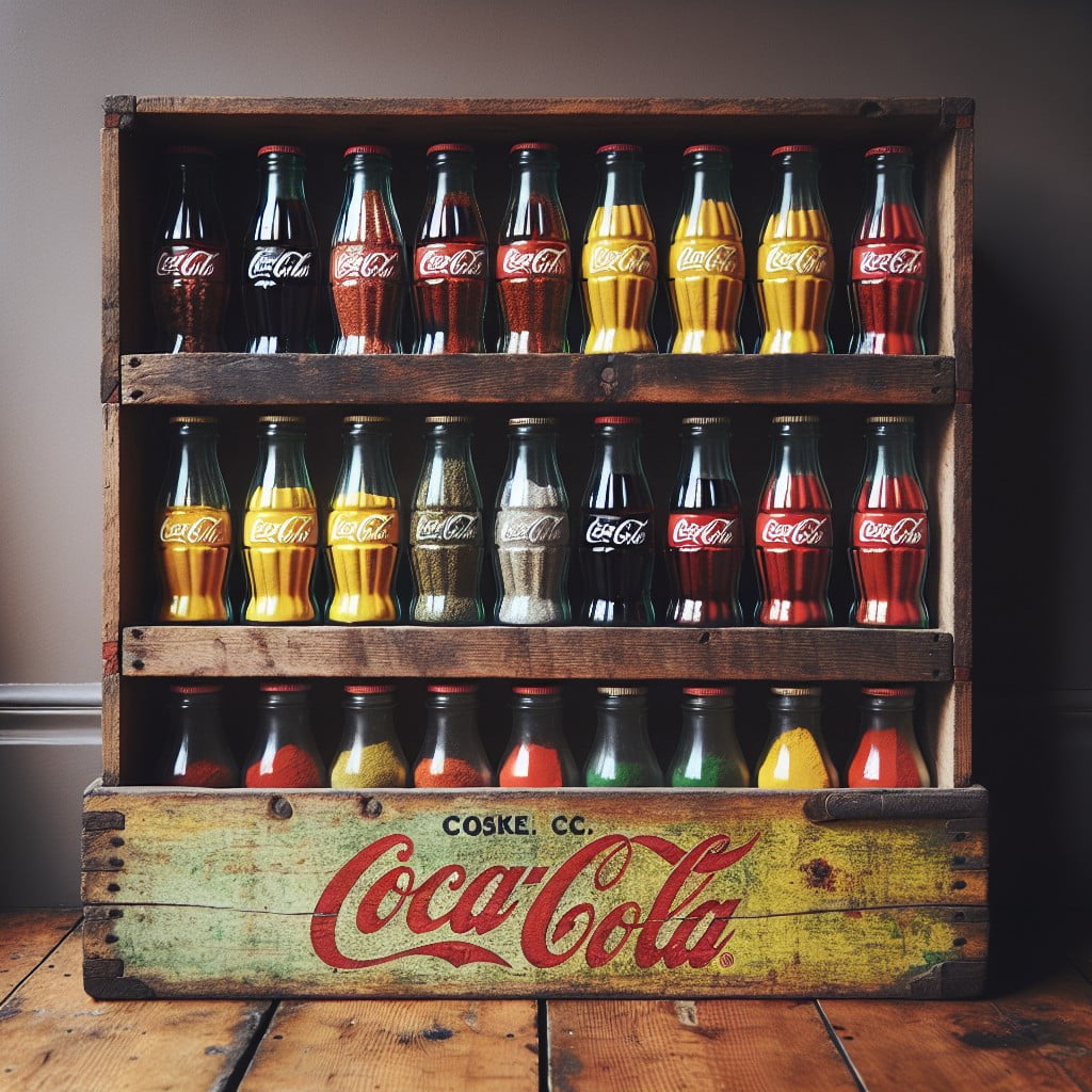 repurposed vintage coke crate spice organizer