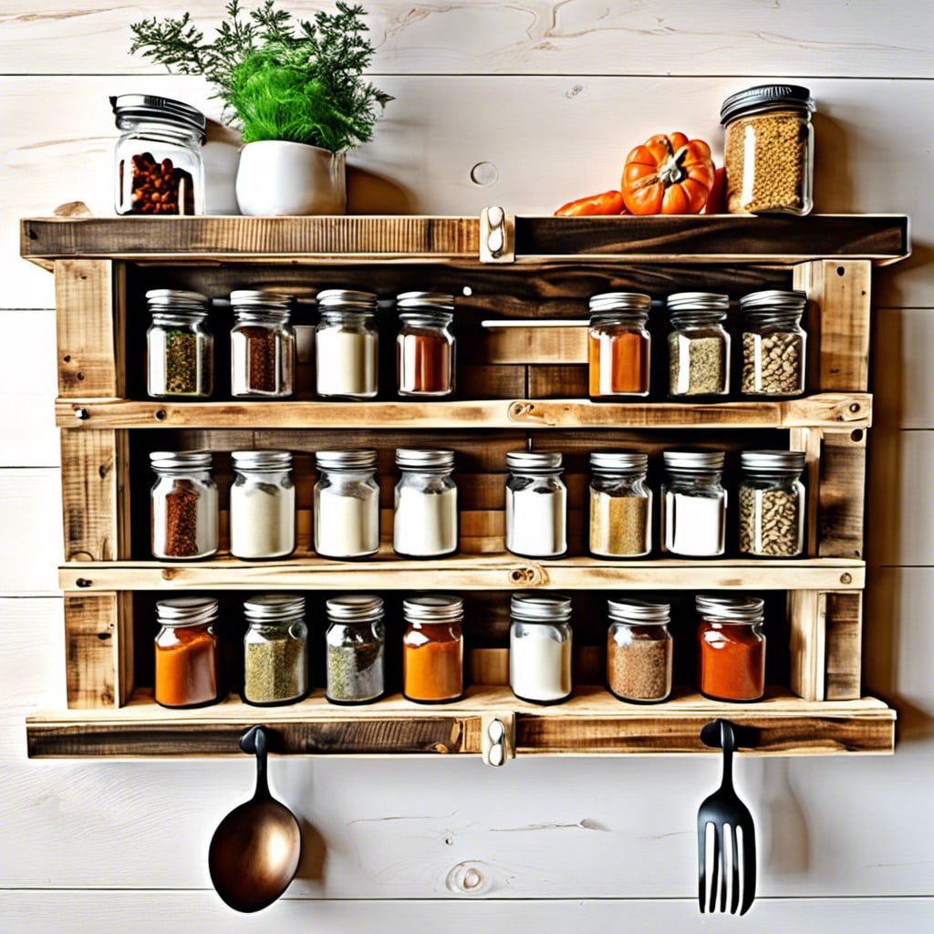 repurposing pallets into spice racks