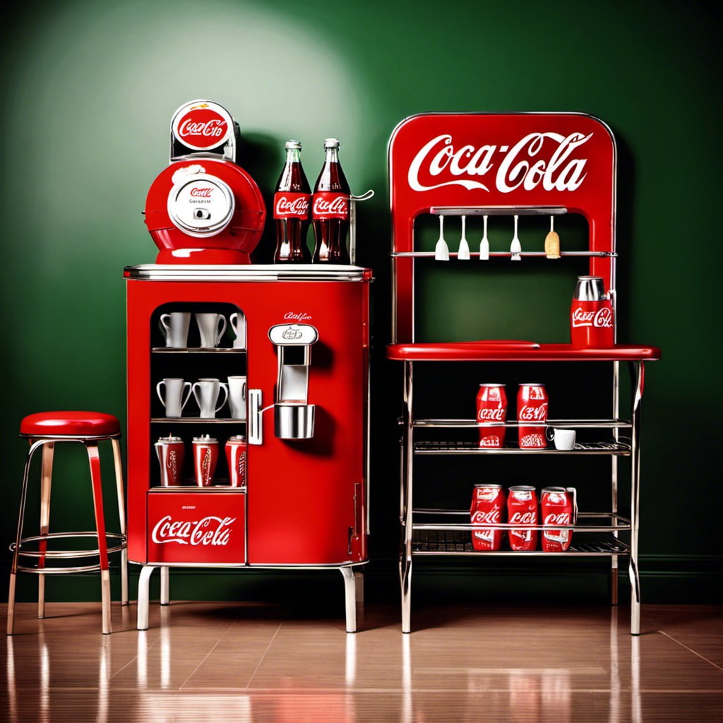retro coca cola bakers rack coffee station