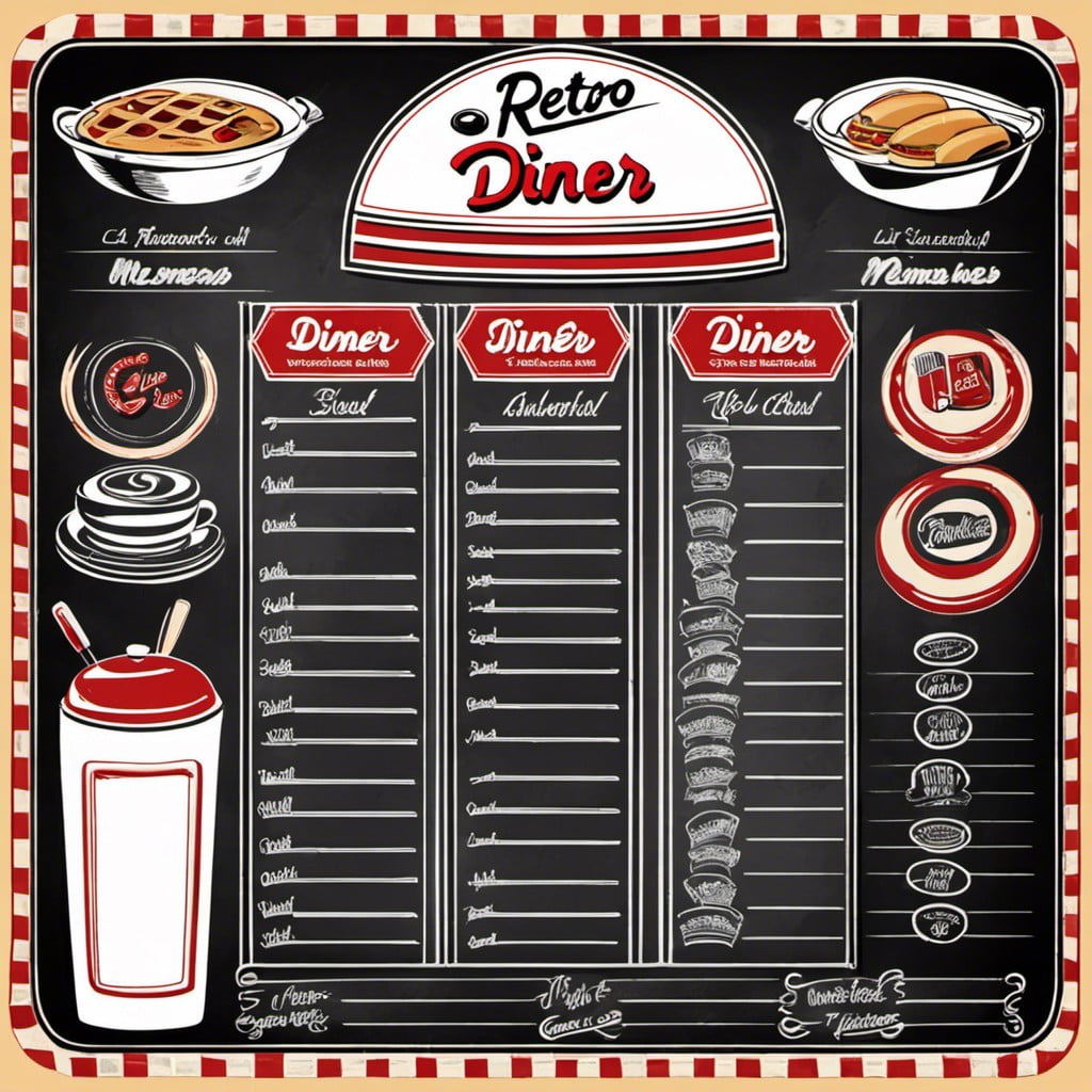 retro diner menu inspired chore chart
