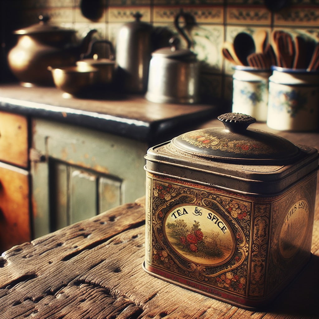 reused vintage tea tin for spices