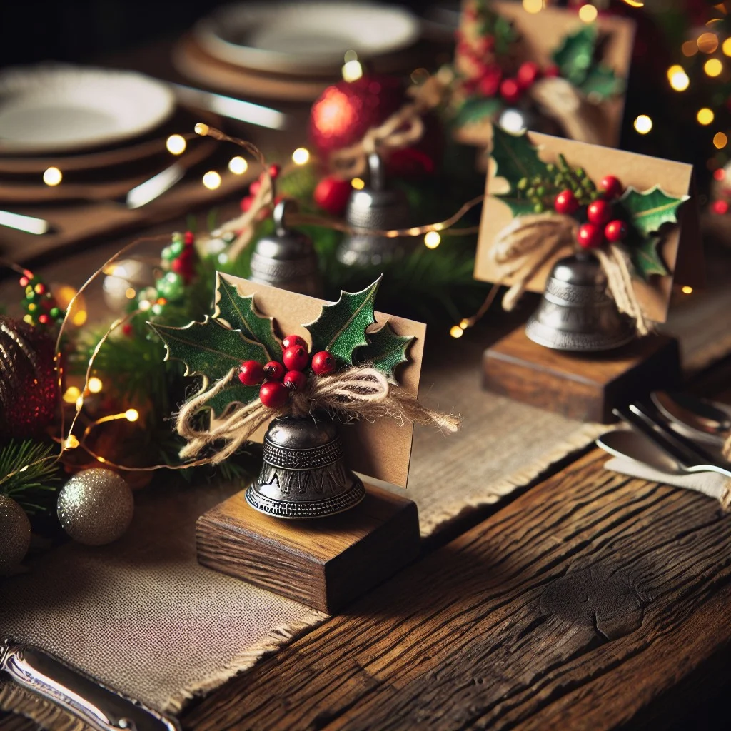 rustic jingle bell place card holders