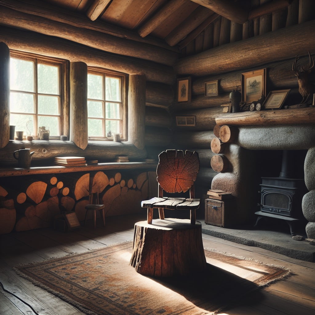 rustic live edge tree stump chairs