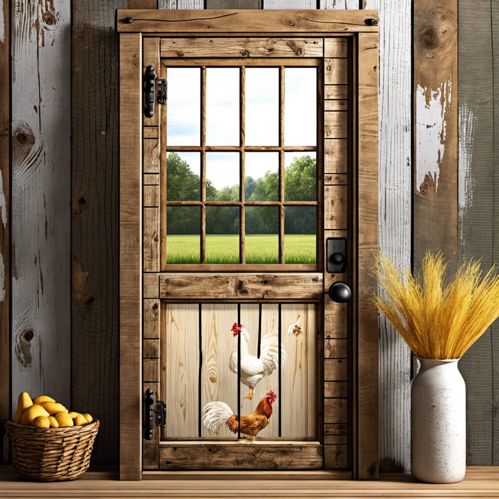 rustic pantry door with chicken wire window