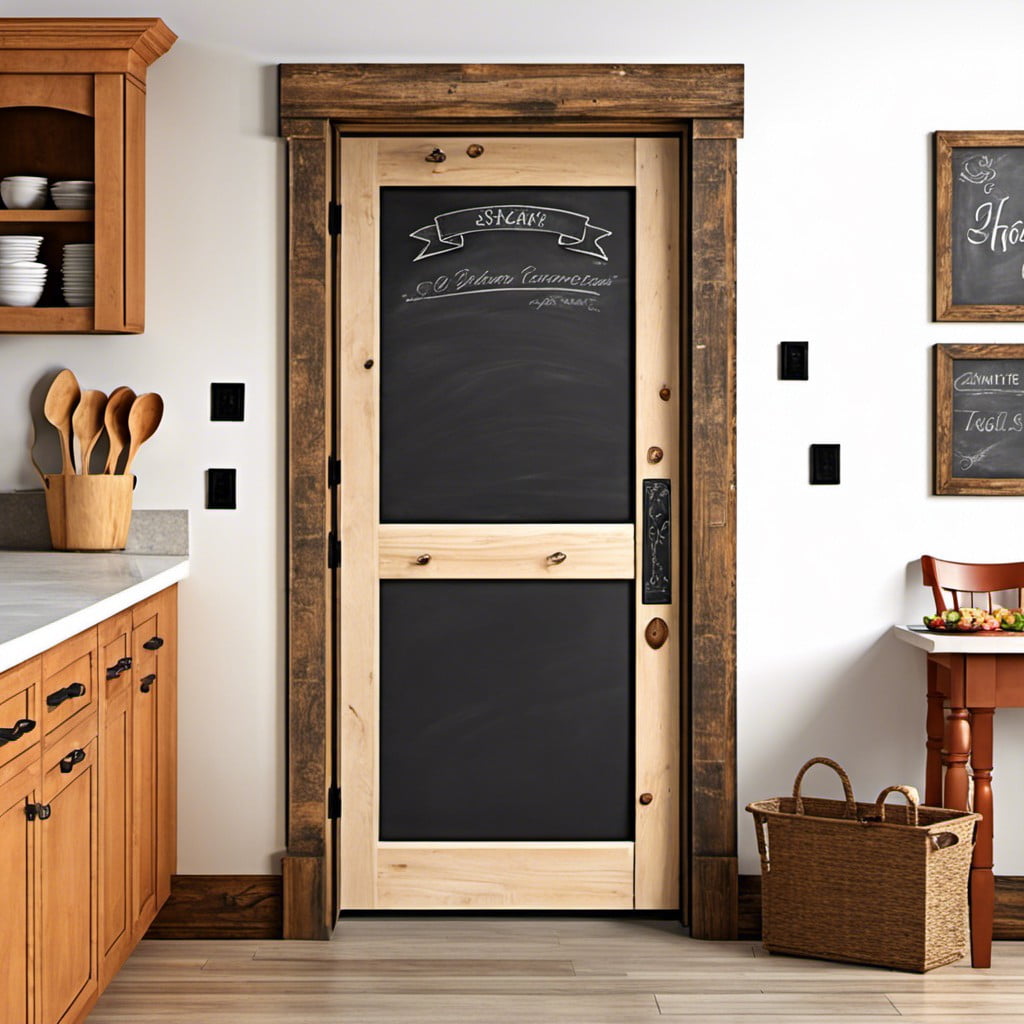 rustic pantry door with inset chalkboard