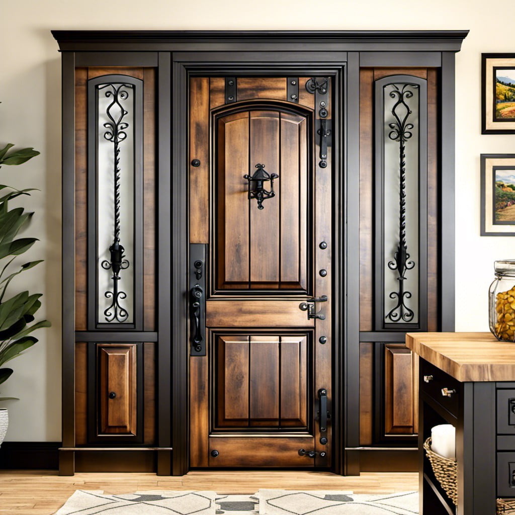 rustic pantry door with wrought iron accents