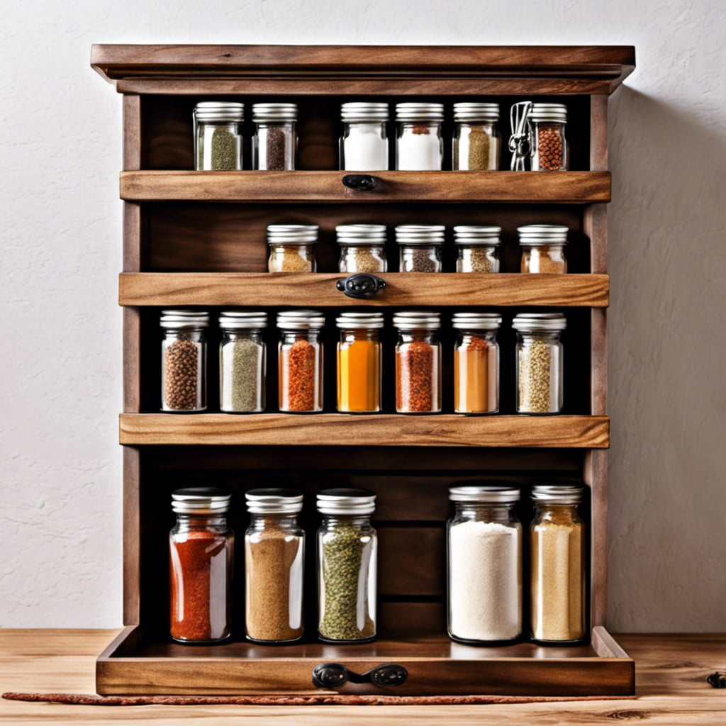 rustic pull down spice rack