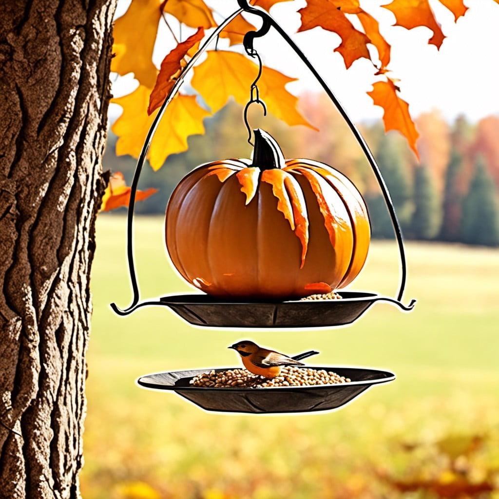 rustic pumpkin bird feeder