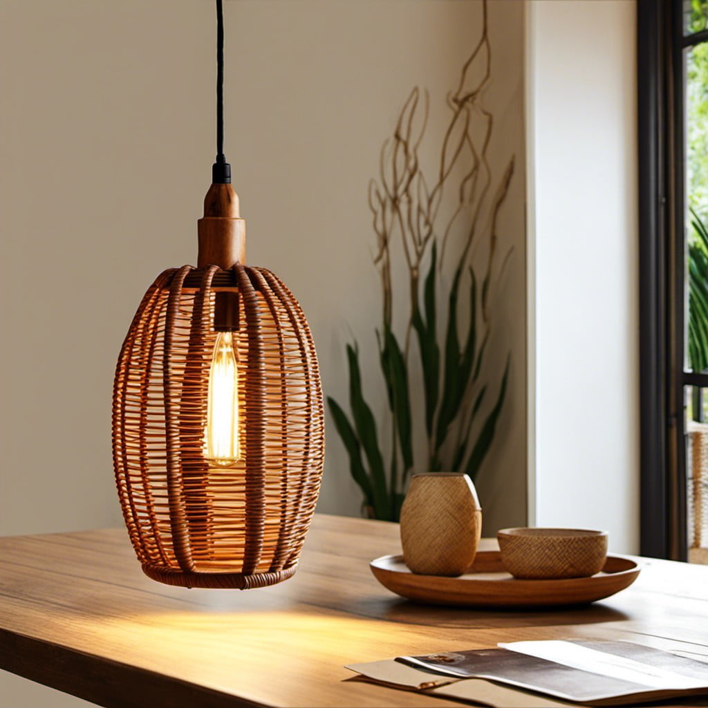 rustic rattan pendant light