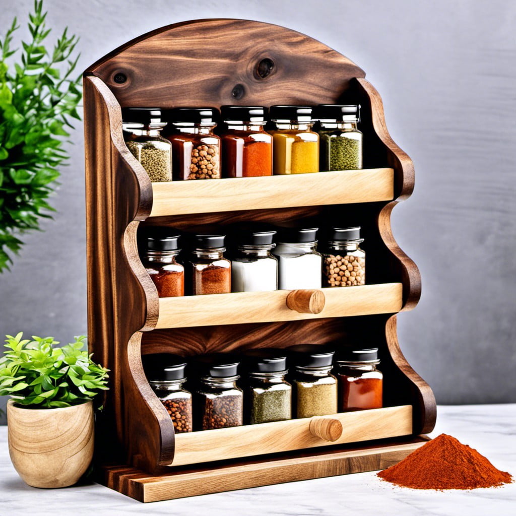 rustic triple tier countertop spice rack