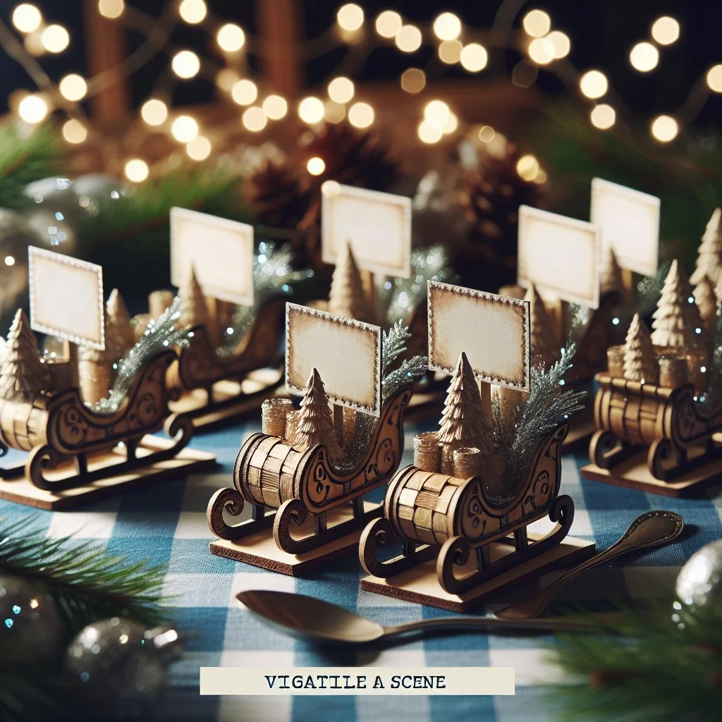 santas sleigh jingle bell place card holders