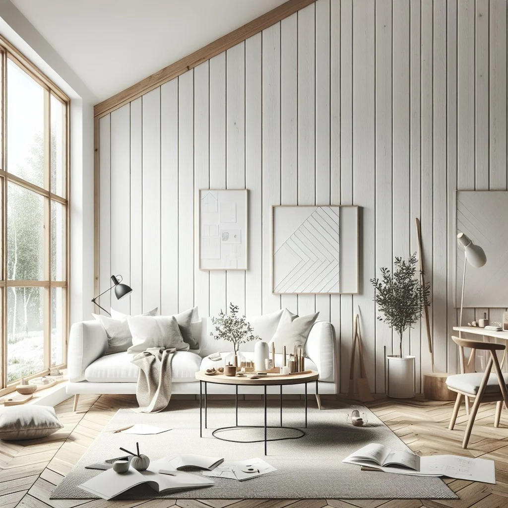 scandinavian style white wood panel