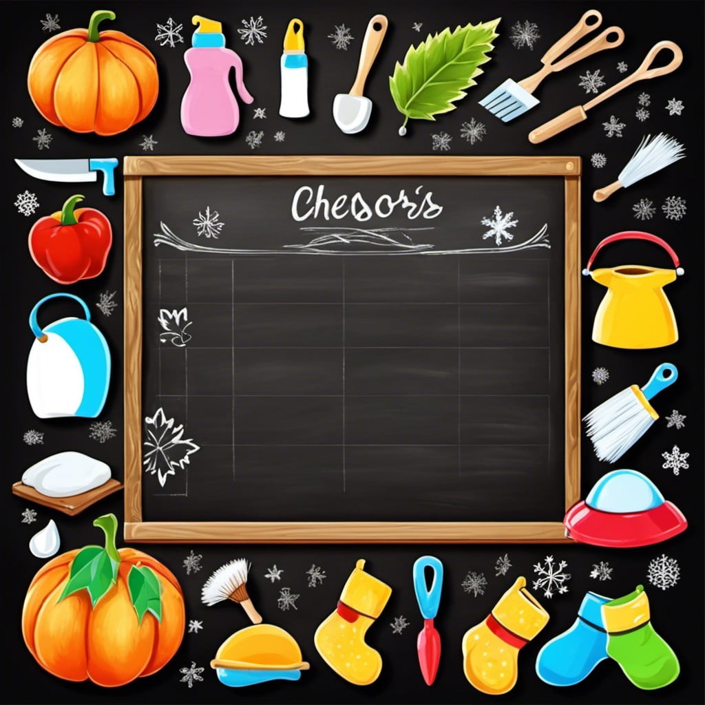 seasonal chalkboard chore chart