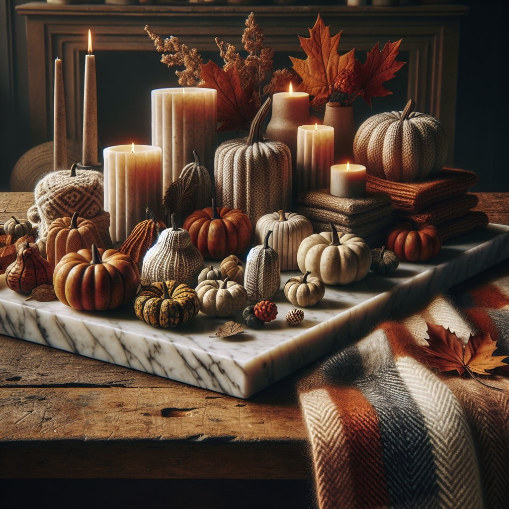 seasonal decoration of marble trays