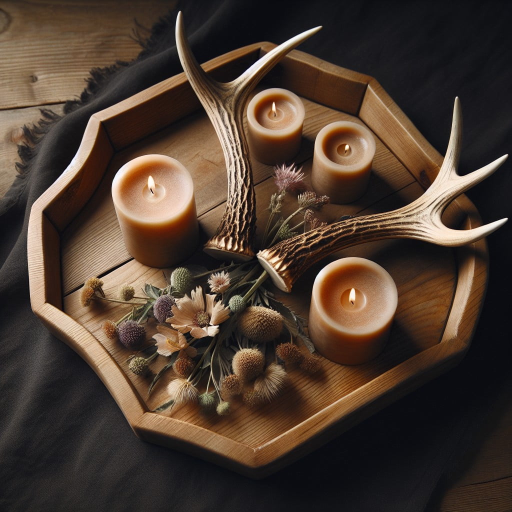 serving tray with mounted antlers