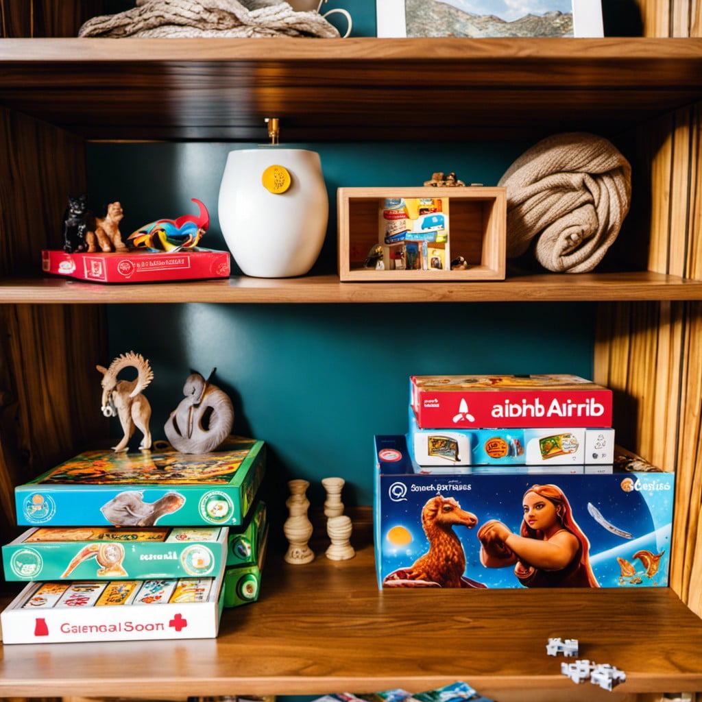 shelf with board games and puzzles