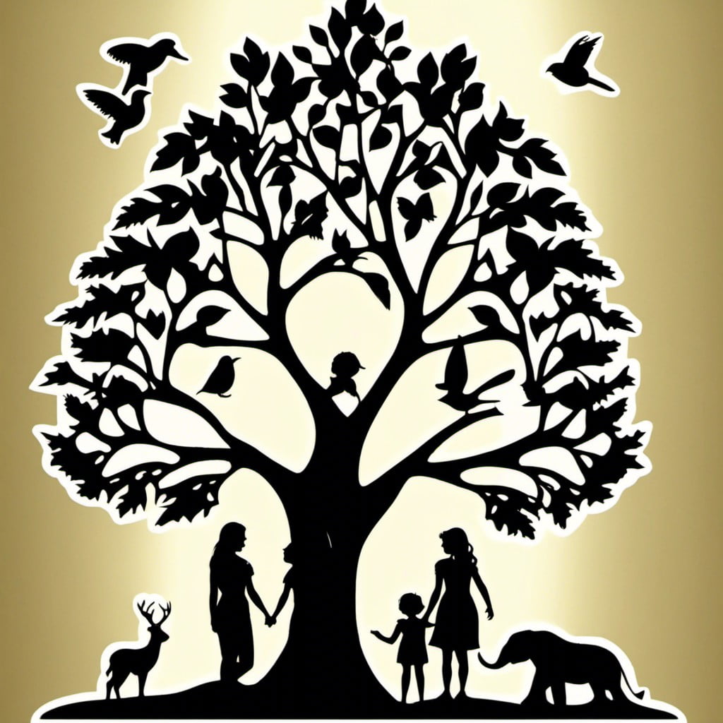 silhouette cut out family tree