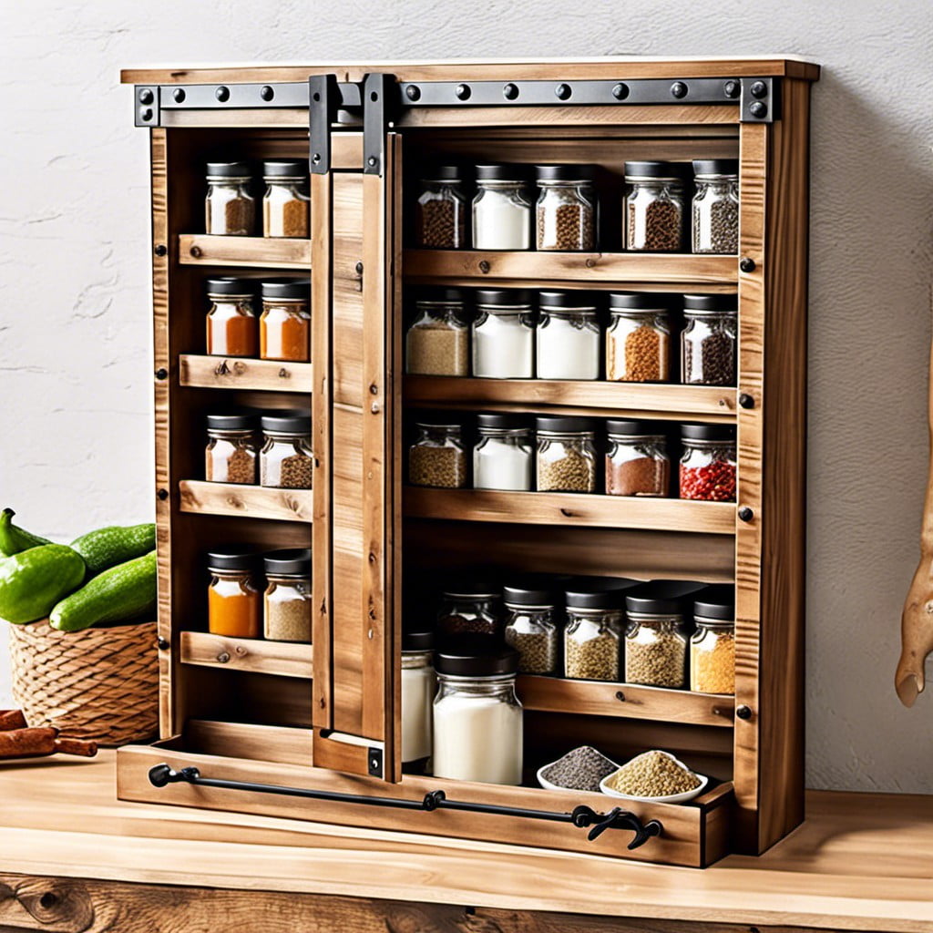 sliding barn door style spice rack