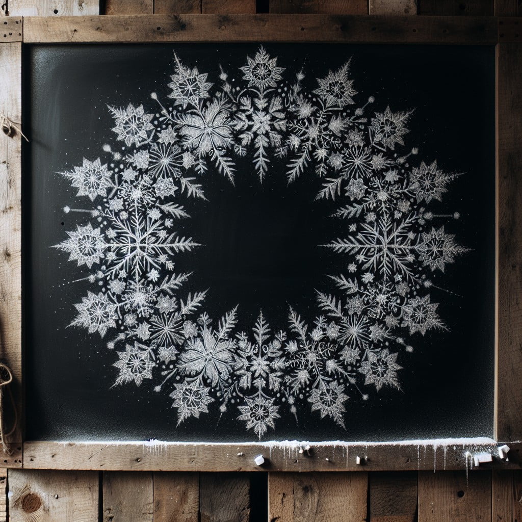 snowflake wreaths with chalk