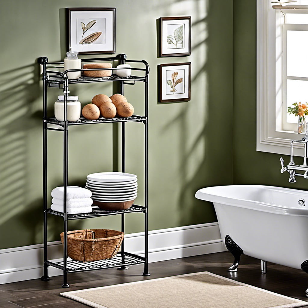 space savers bakers racks for small bathrooms