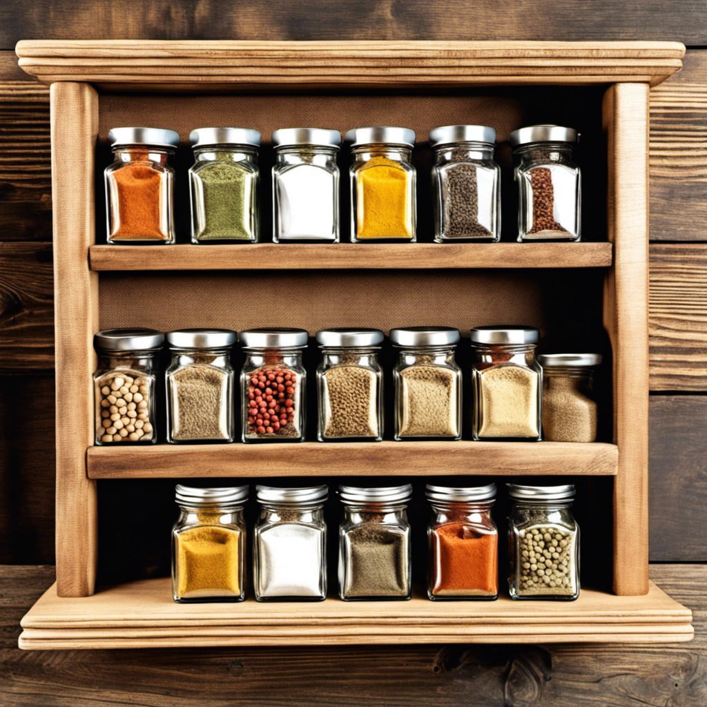 spice rack with burlap backing