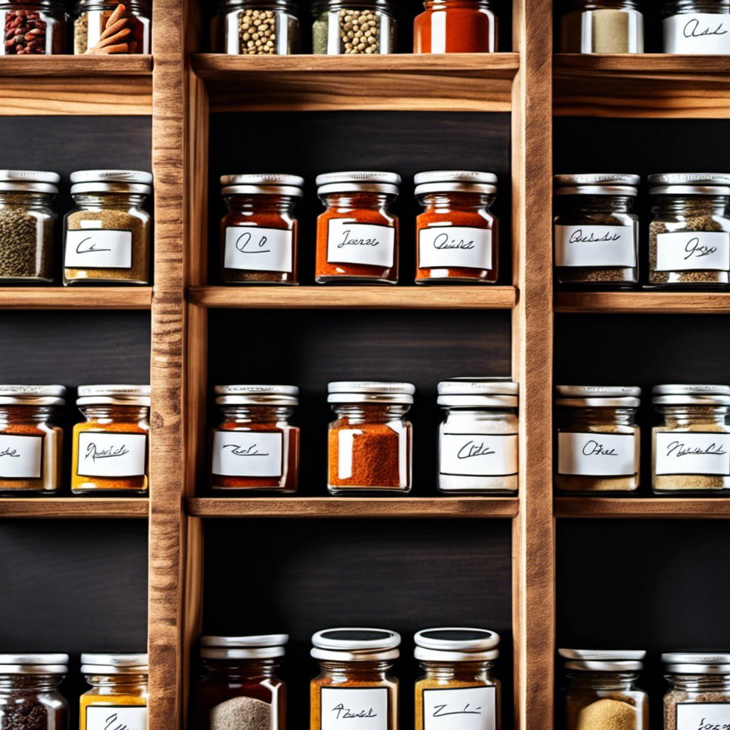 spice rack with chalkboard labels