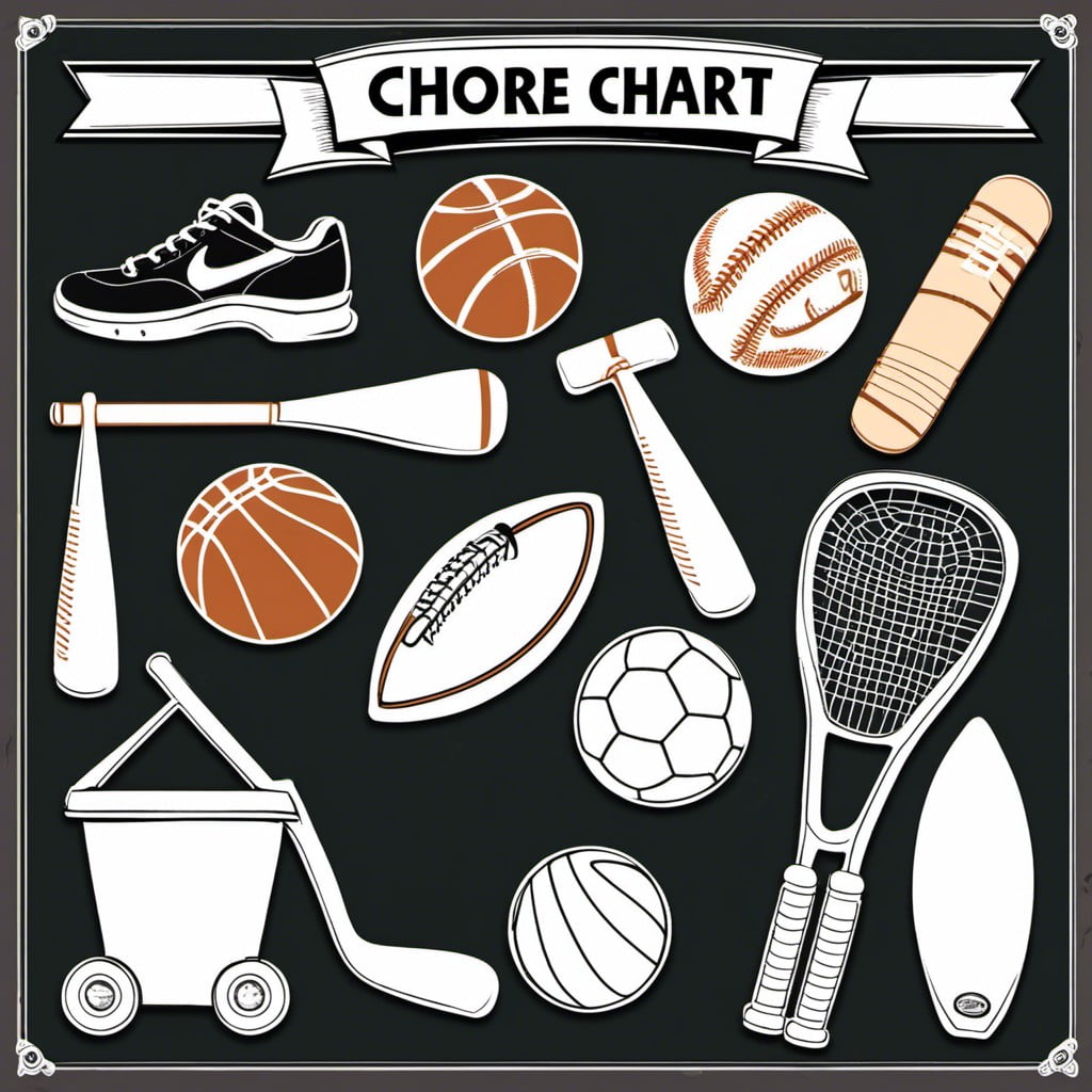 sports themed chalkboard chore chart