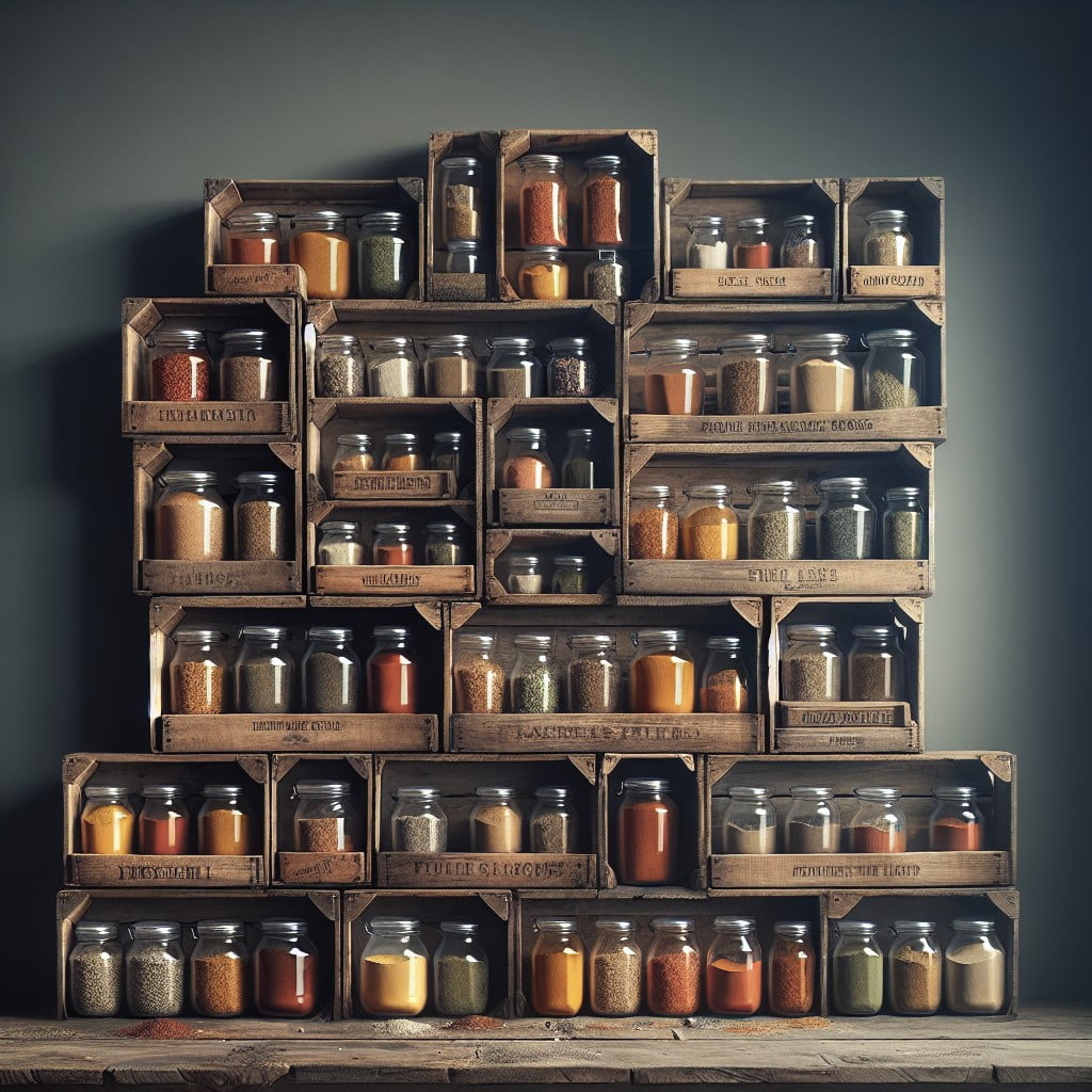 stacked crates spice rack