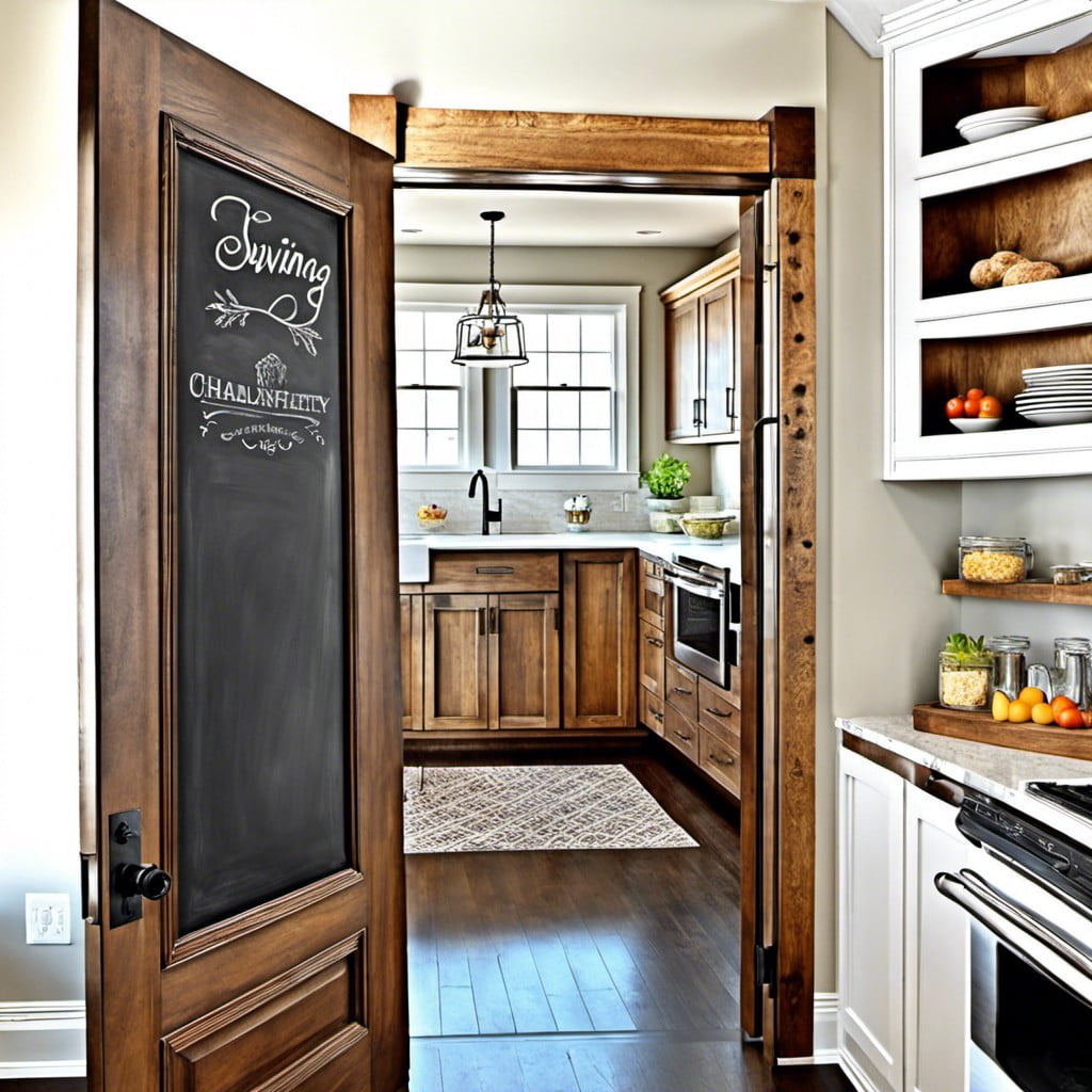 swinging doors featuring chalkboards