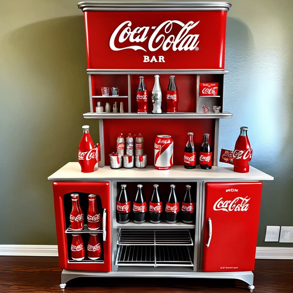 tailored coca cola shelving for mini bar