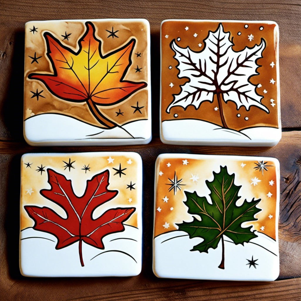 thematic stamped tile coasters ideas for seasons