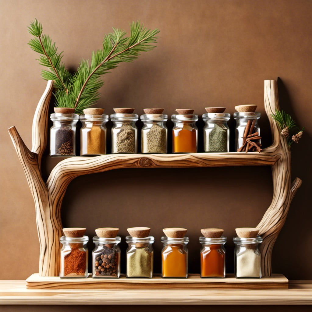 tree branch spice shelf