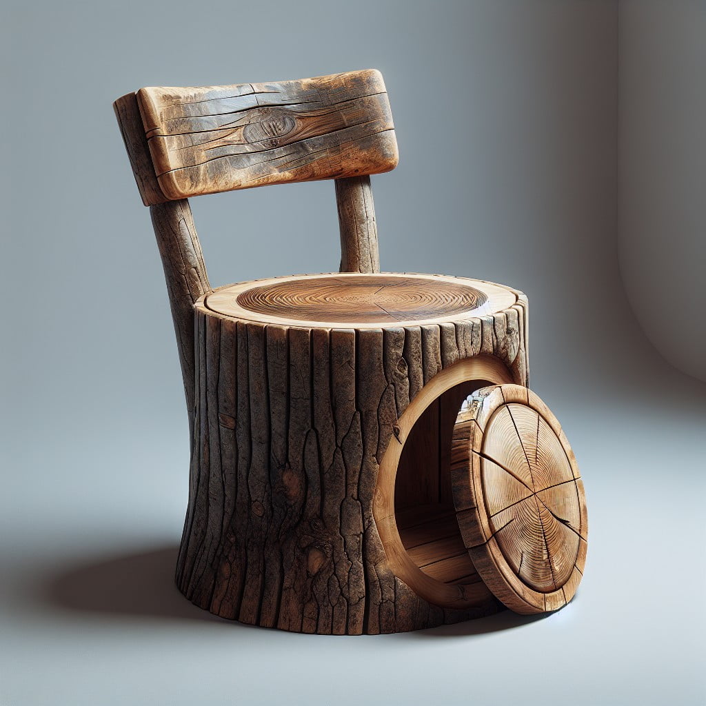tree stump chair with a hollow storage base